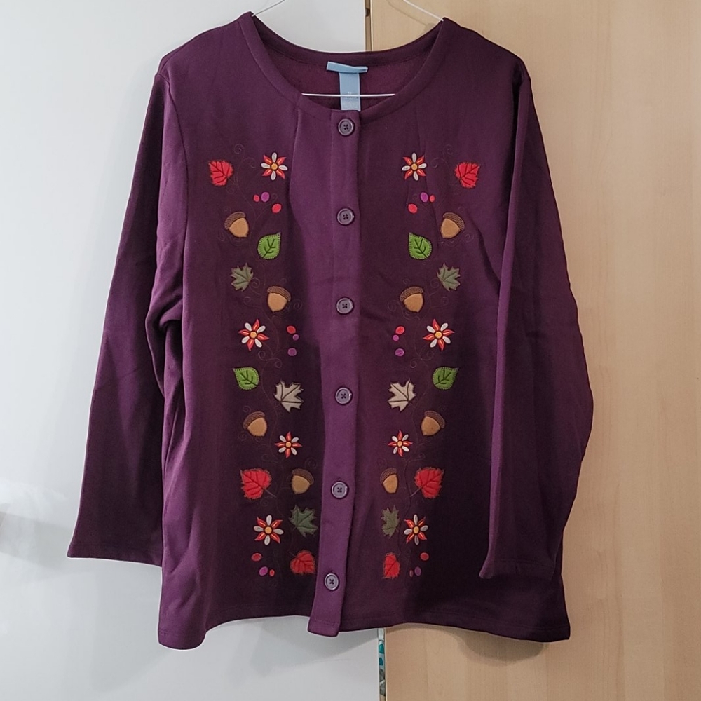 Women Liz & Me purple jacket 1X 18/20W NWT